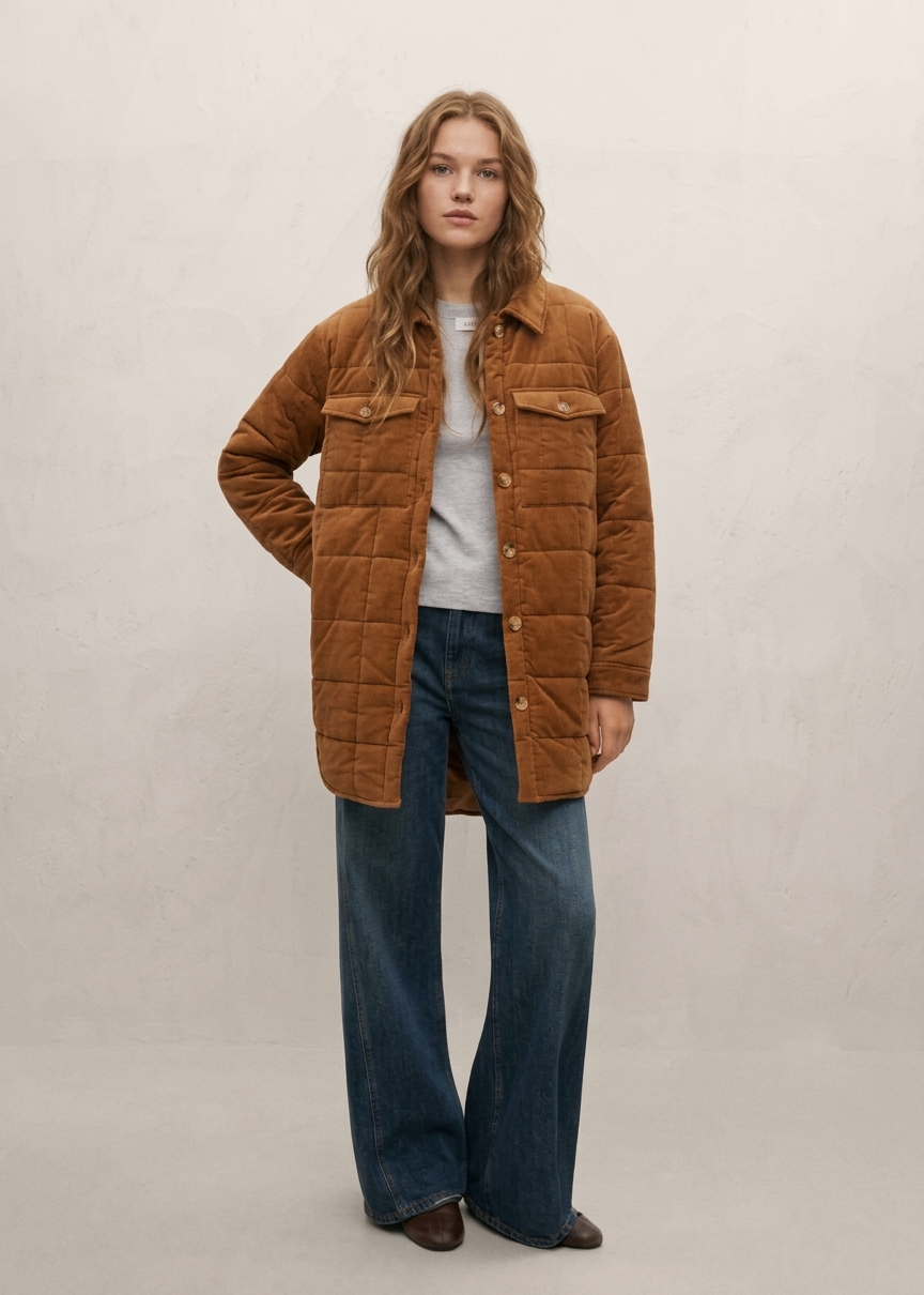 Coat Jacket Padded Quilted Shirt