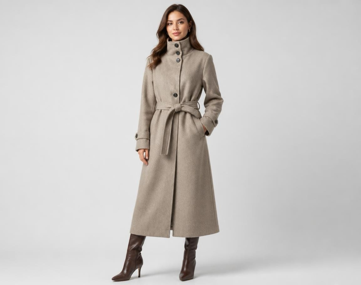LONG FUNNEL NECK COAT