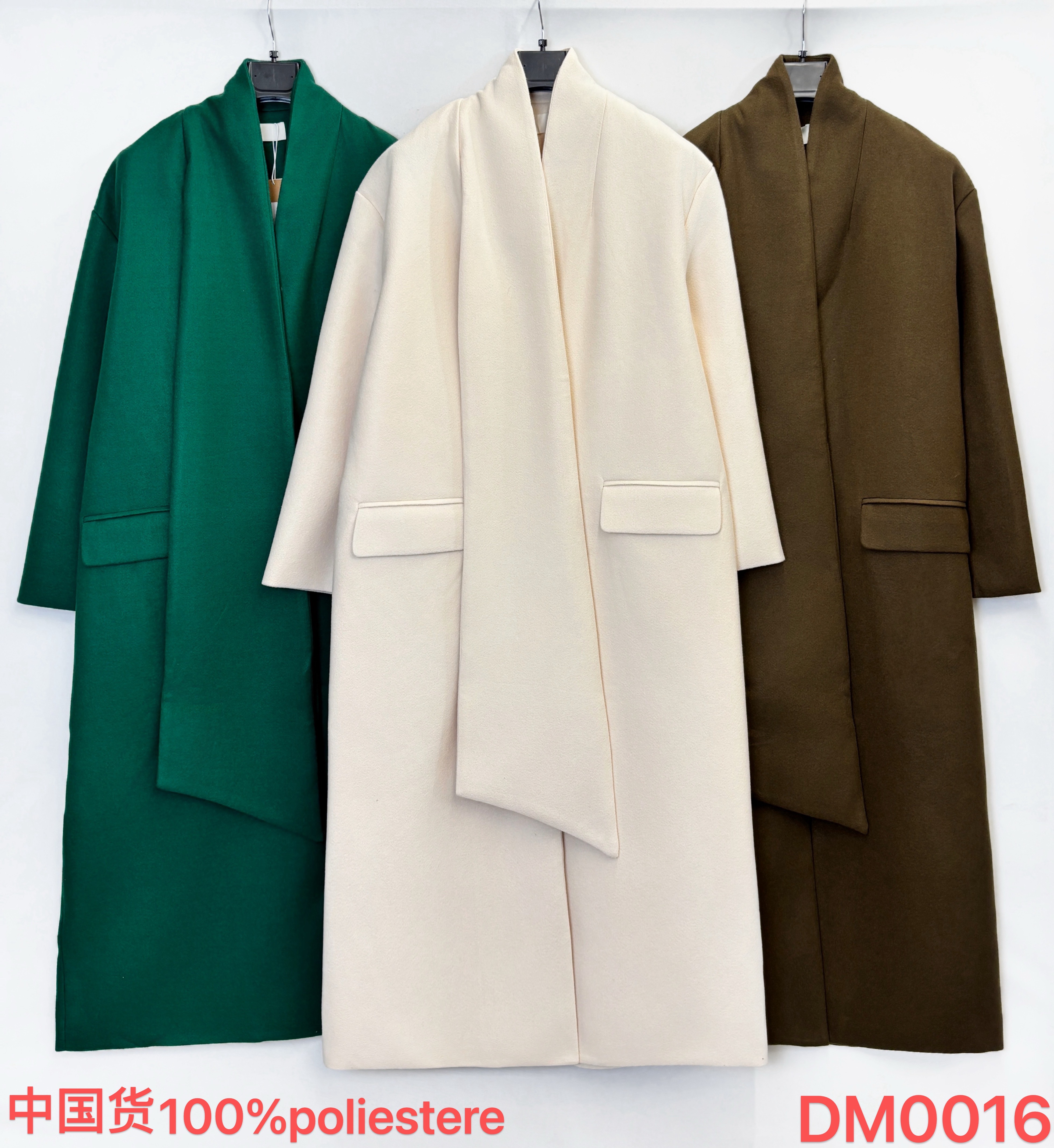 Coat with decorative scarf