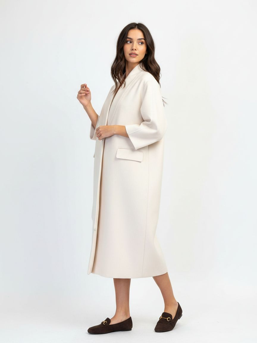 Coat with decorative scarf