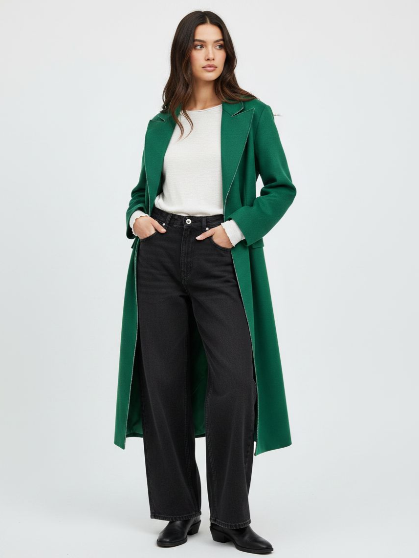 Long tie-up coat