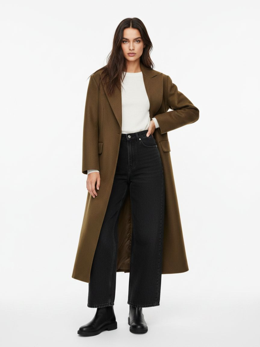 Long tie-up coat