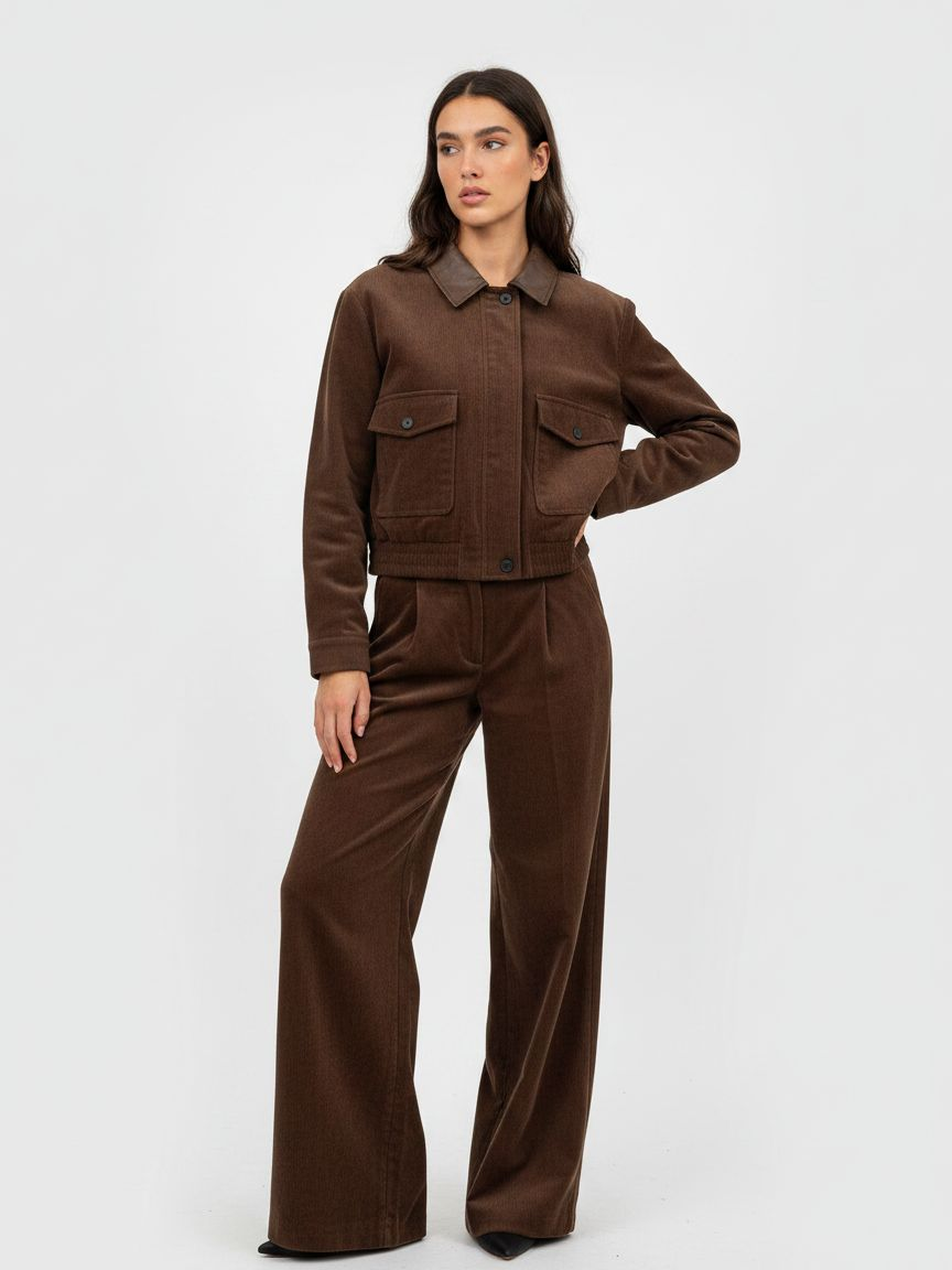 CORDUROY JACKET WITH COMBINED COLLAR