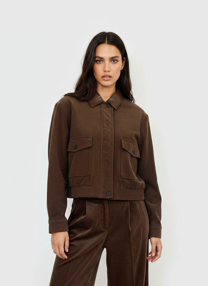 CORDUROY JACKET WITH COMBINED COLLAR