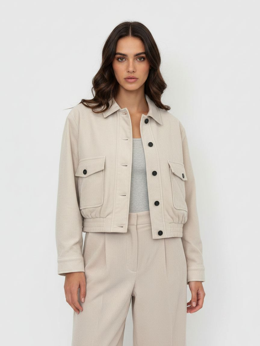 CORDUROY JACKET WITH COMBINED COLLAR
