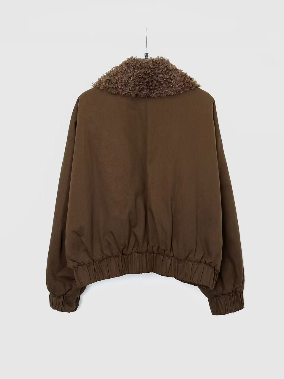 BOMBER JACKET WITH BOUCLÉ COLLAR