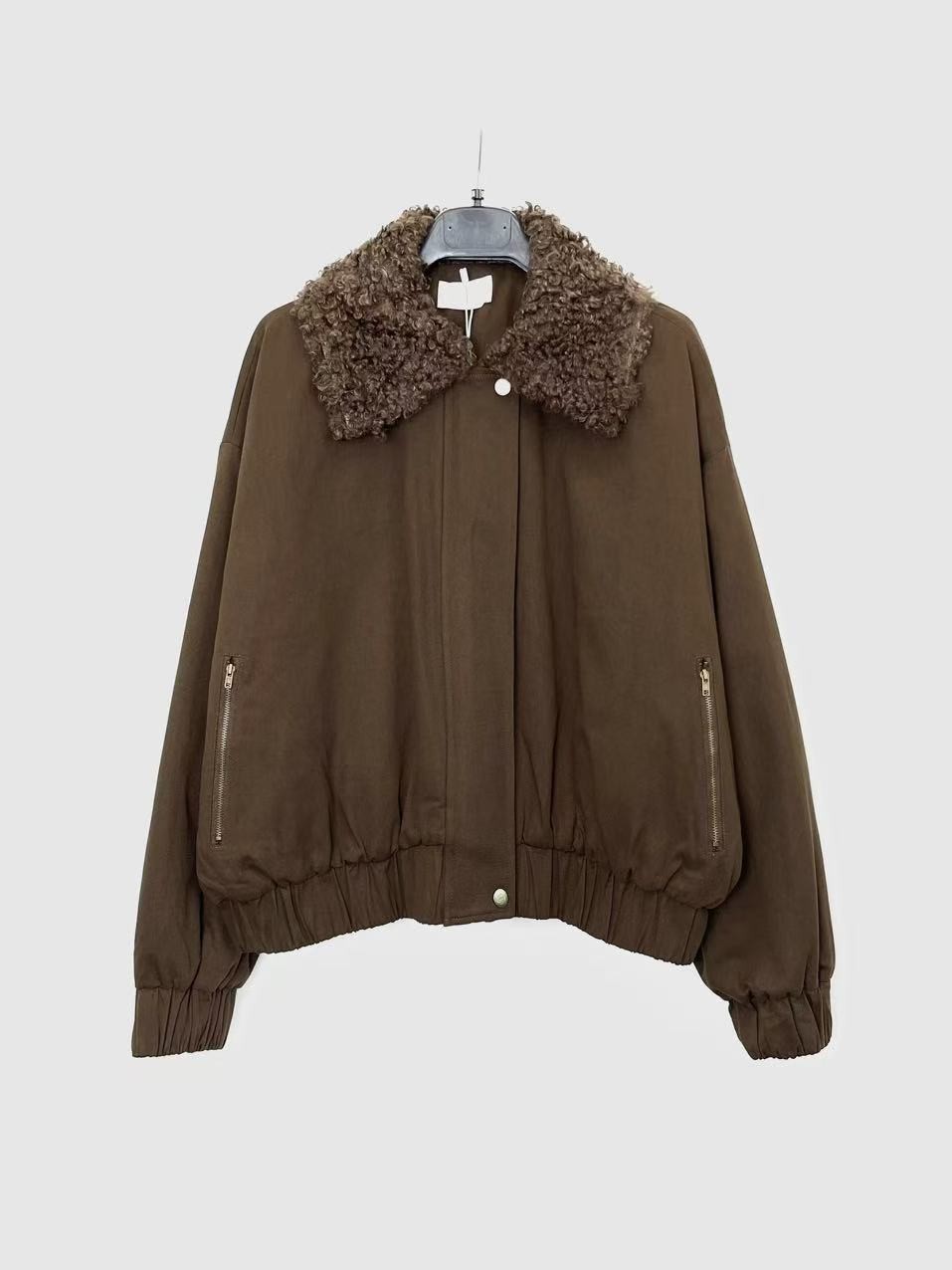 BOMBER JACKET WITH BOUCLÉ COLLAR