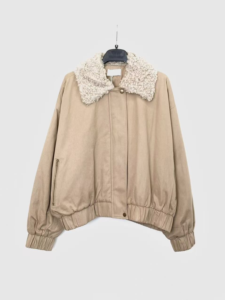 BOMBER JACKET WITH BOUCLÉ COLLAR