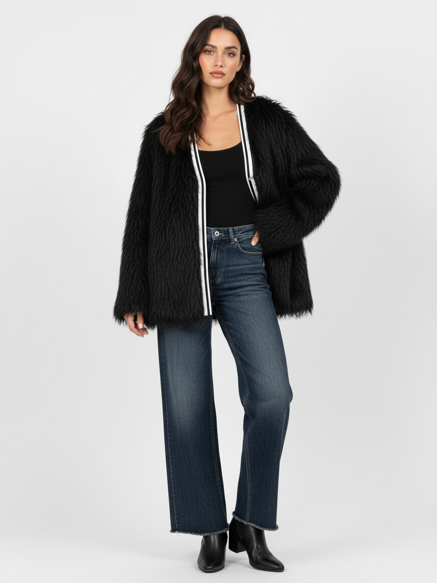 Faux fur cardigan