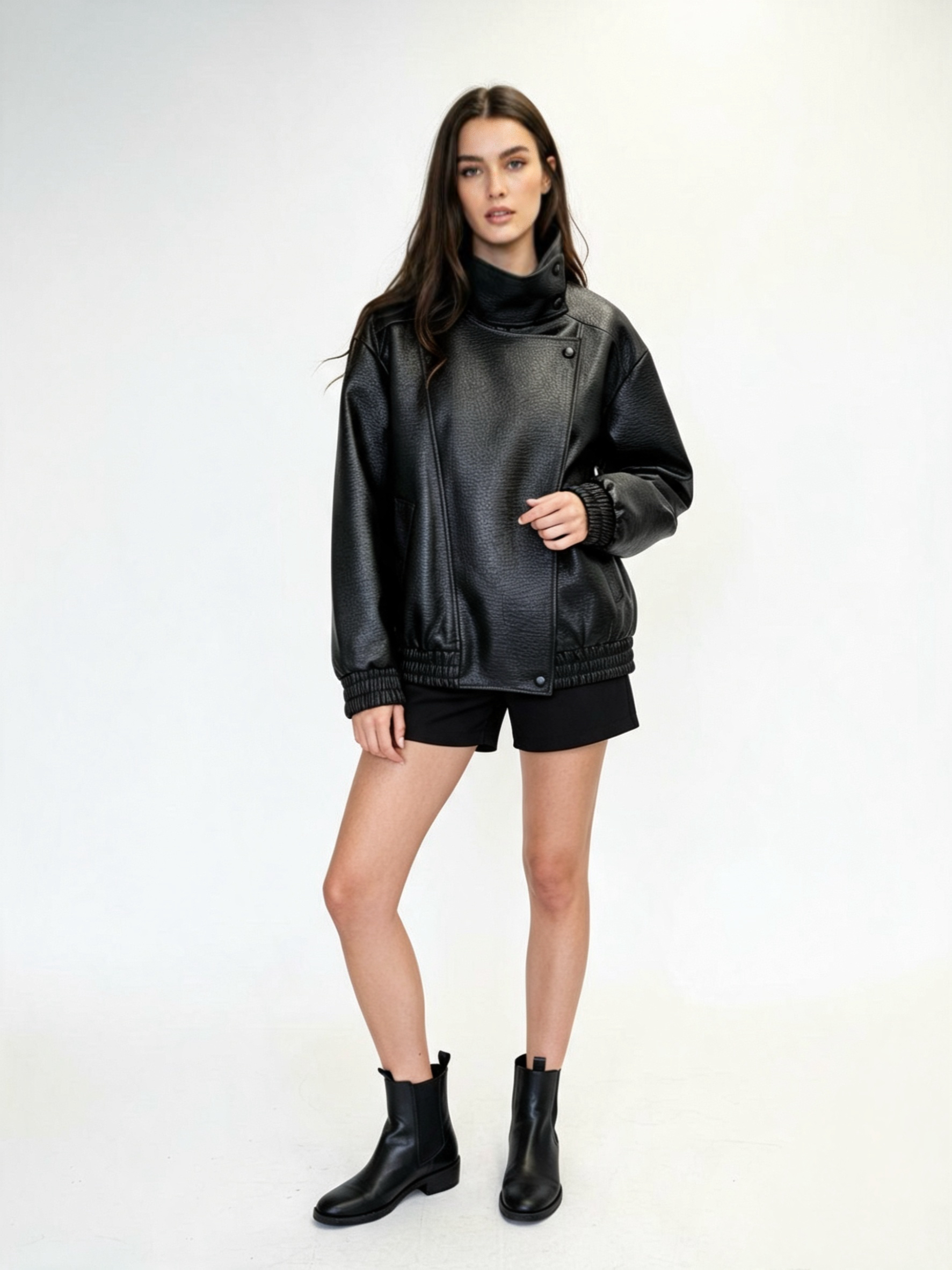 Oversized leather jacket