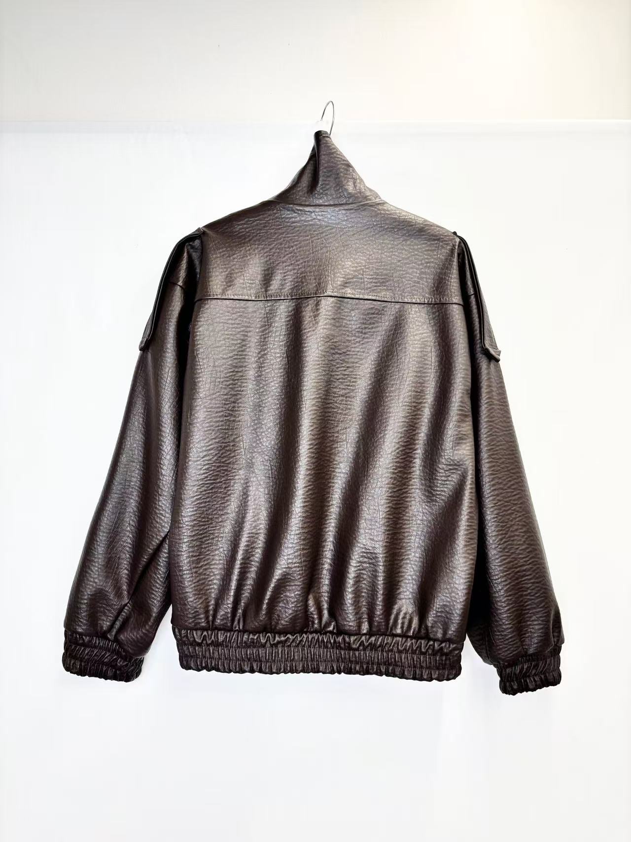 Oversized leather jacket