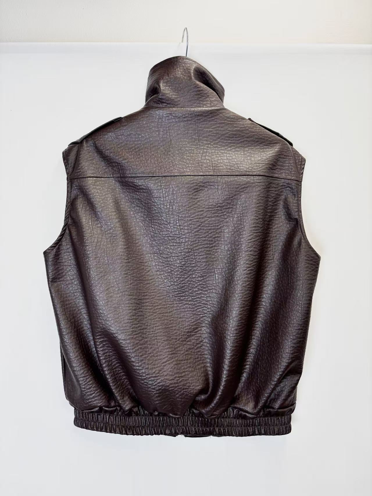 Sleeveless leather vest