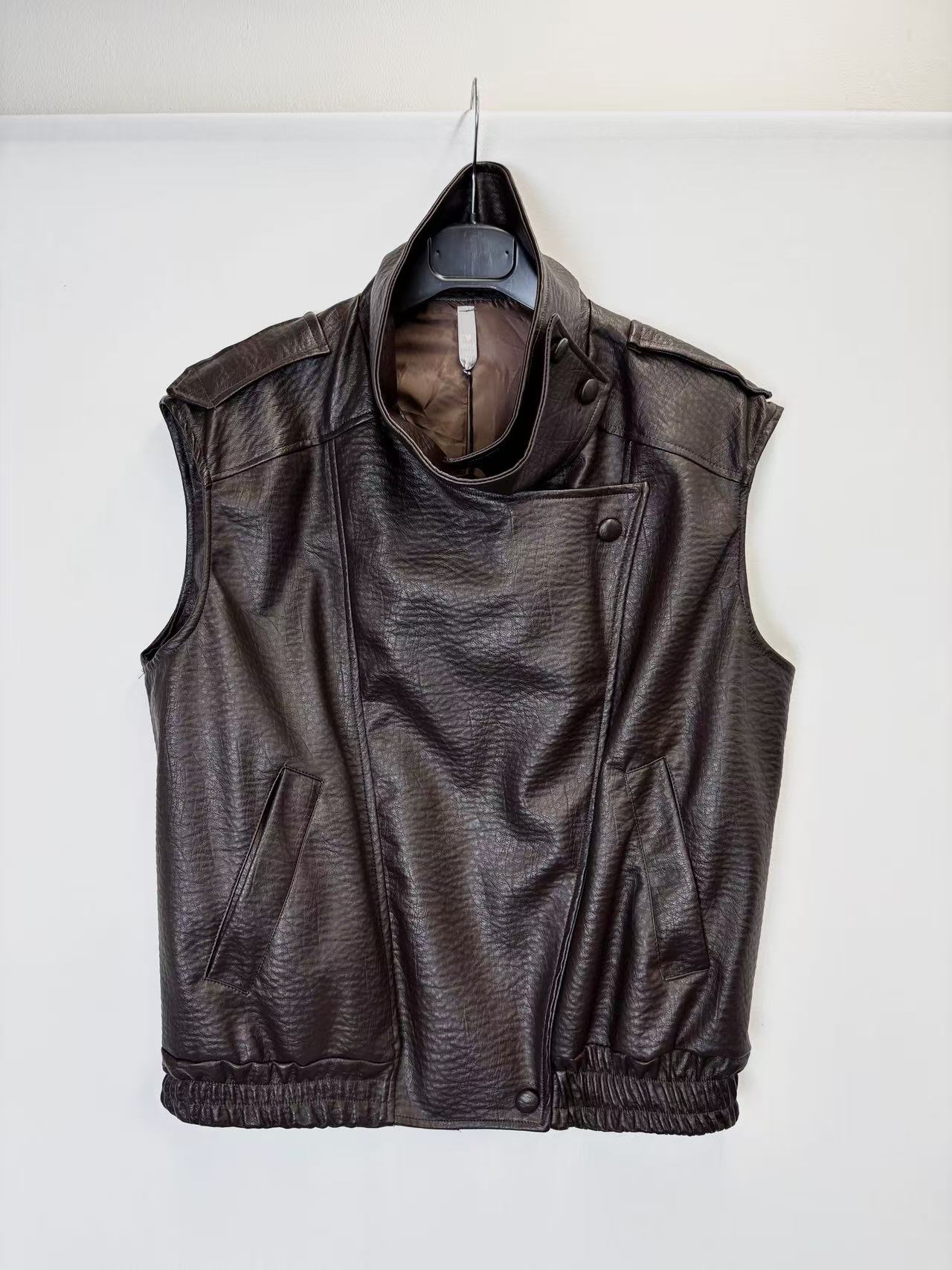Sleeveless leather vest