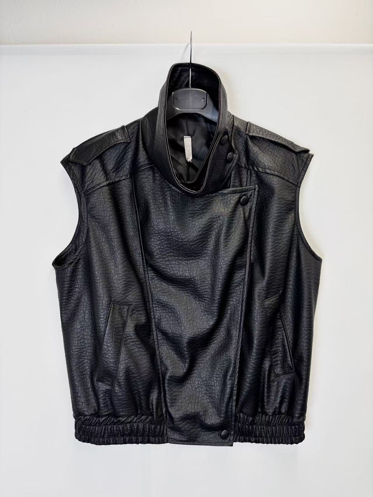 Sleeveless leather vest