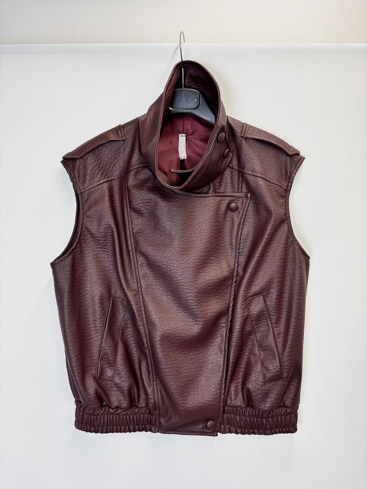 Sleeveless leather vest