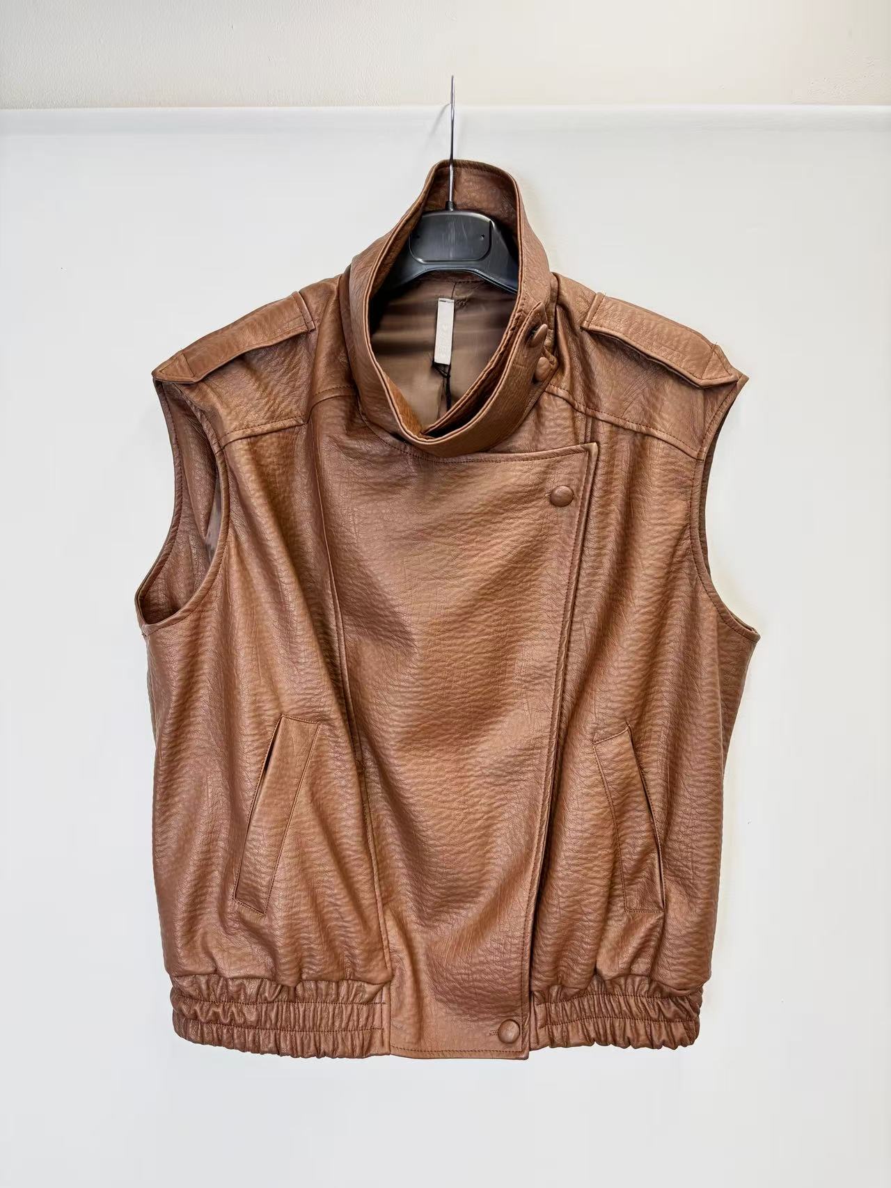 Sleeveless leather vest