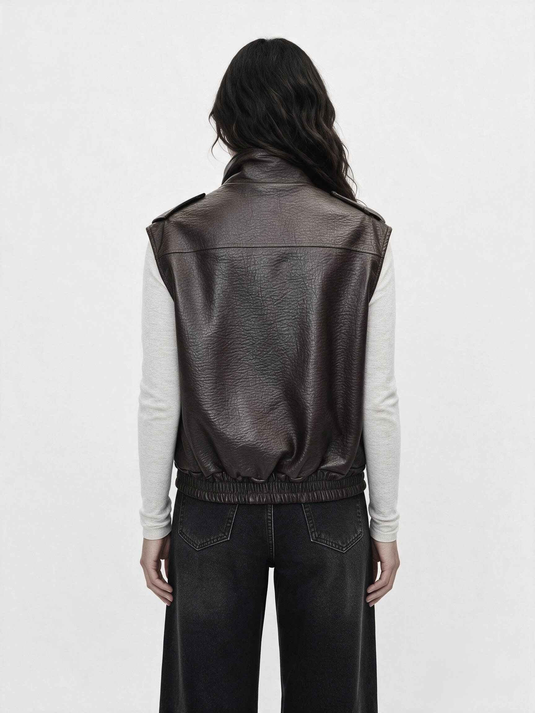 Sleeveless leather vest