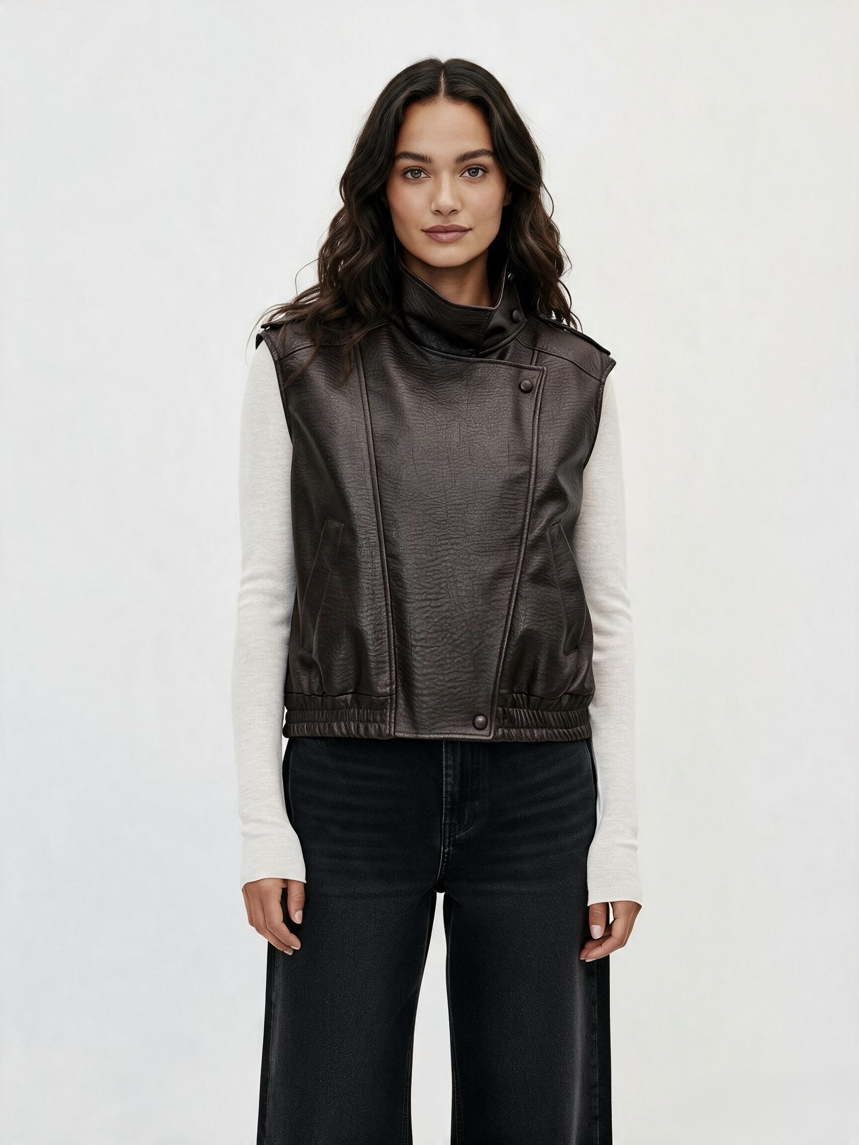Sleeveless leather vest
