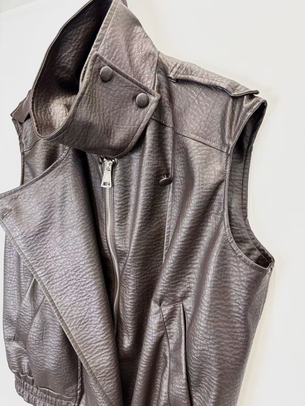 Sleeveless leather vest