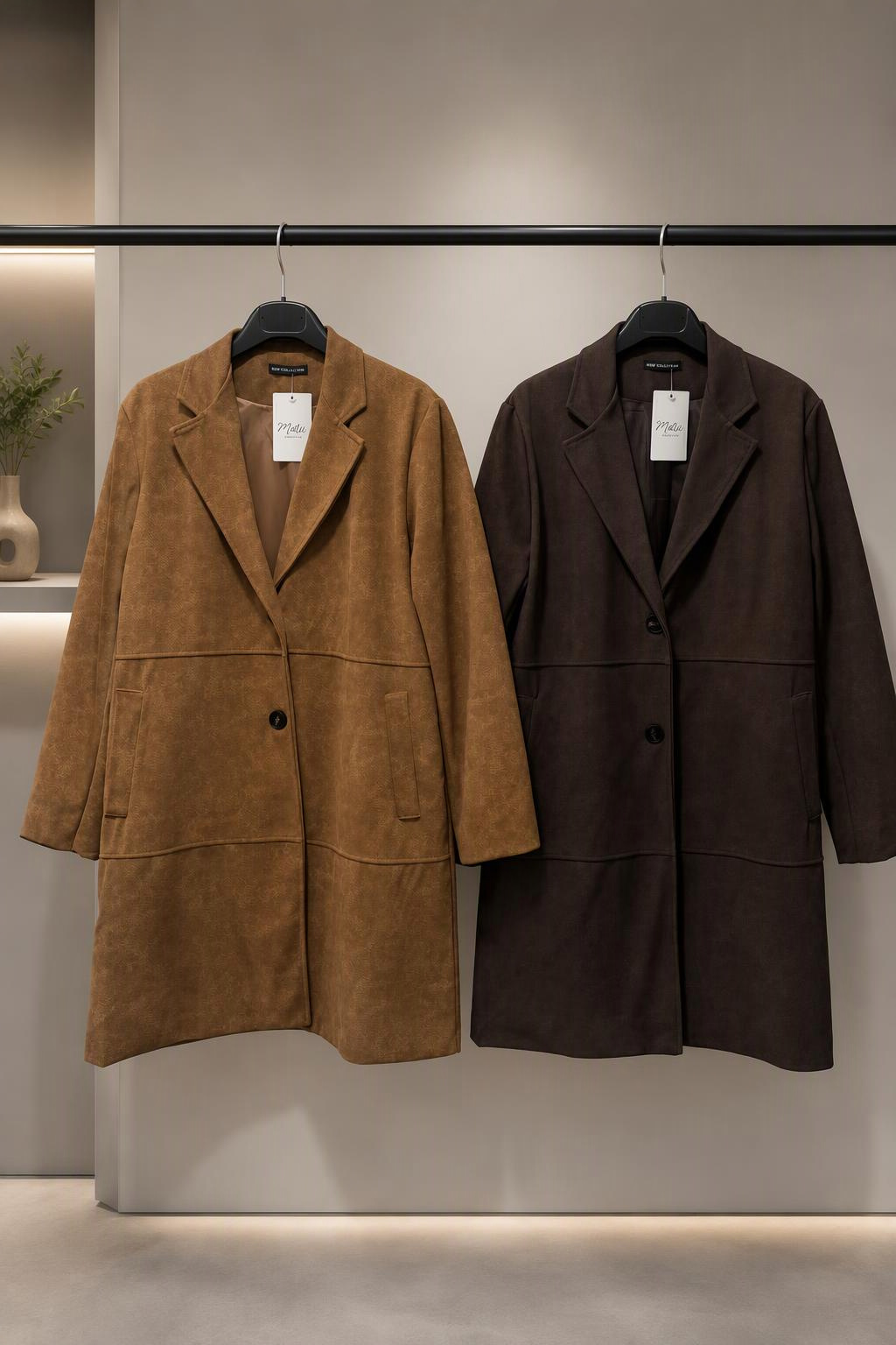 SUEDE LONGLINE BLAZER COAT