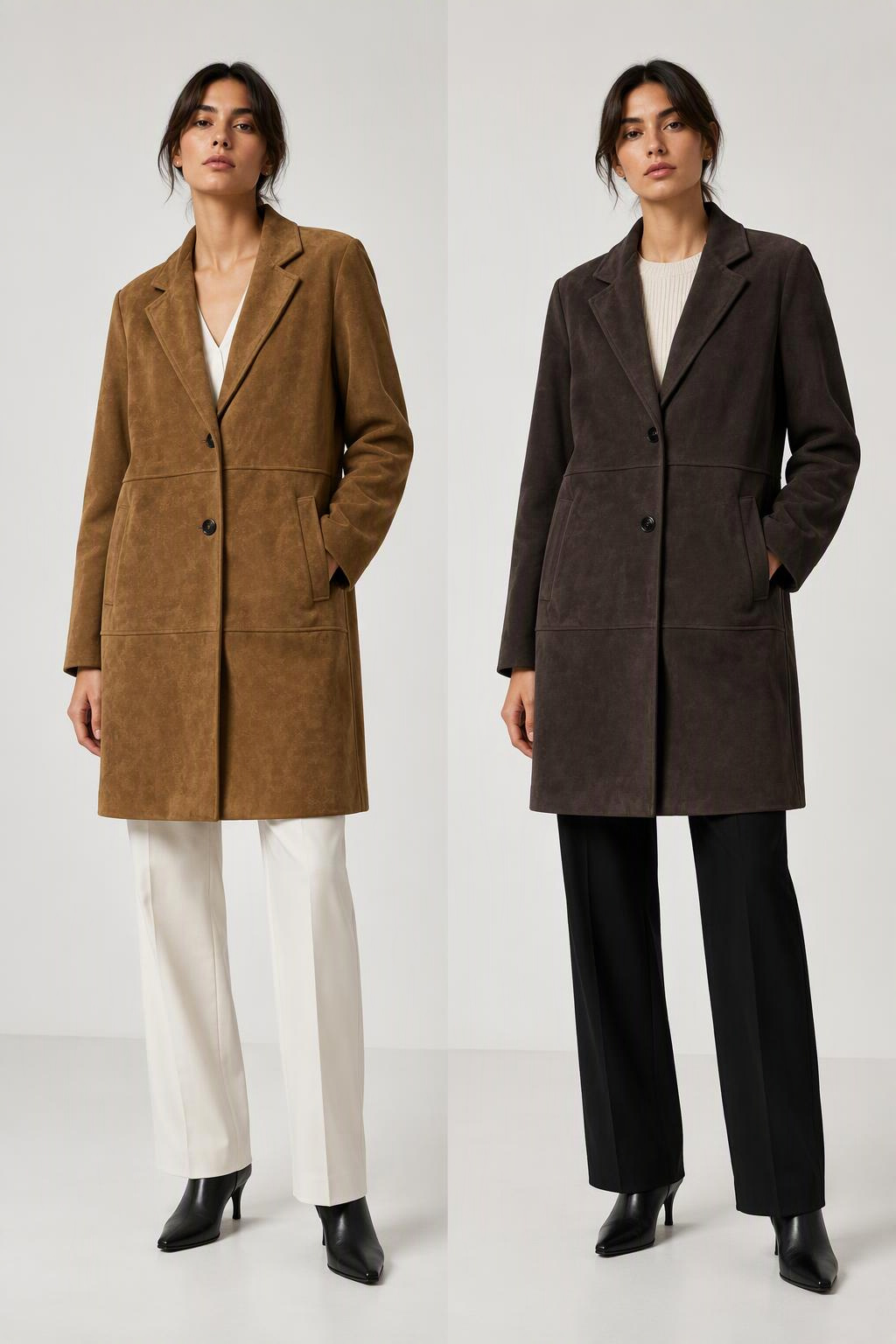 SUEDE LONGLINE BLAZER COAT