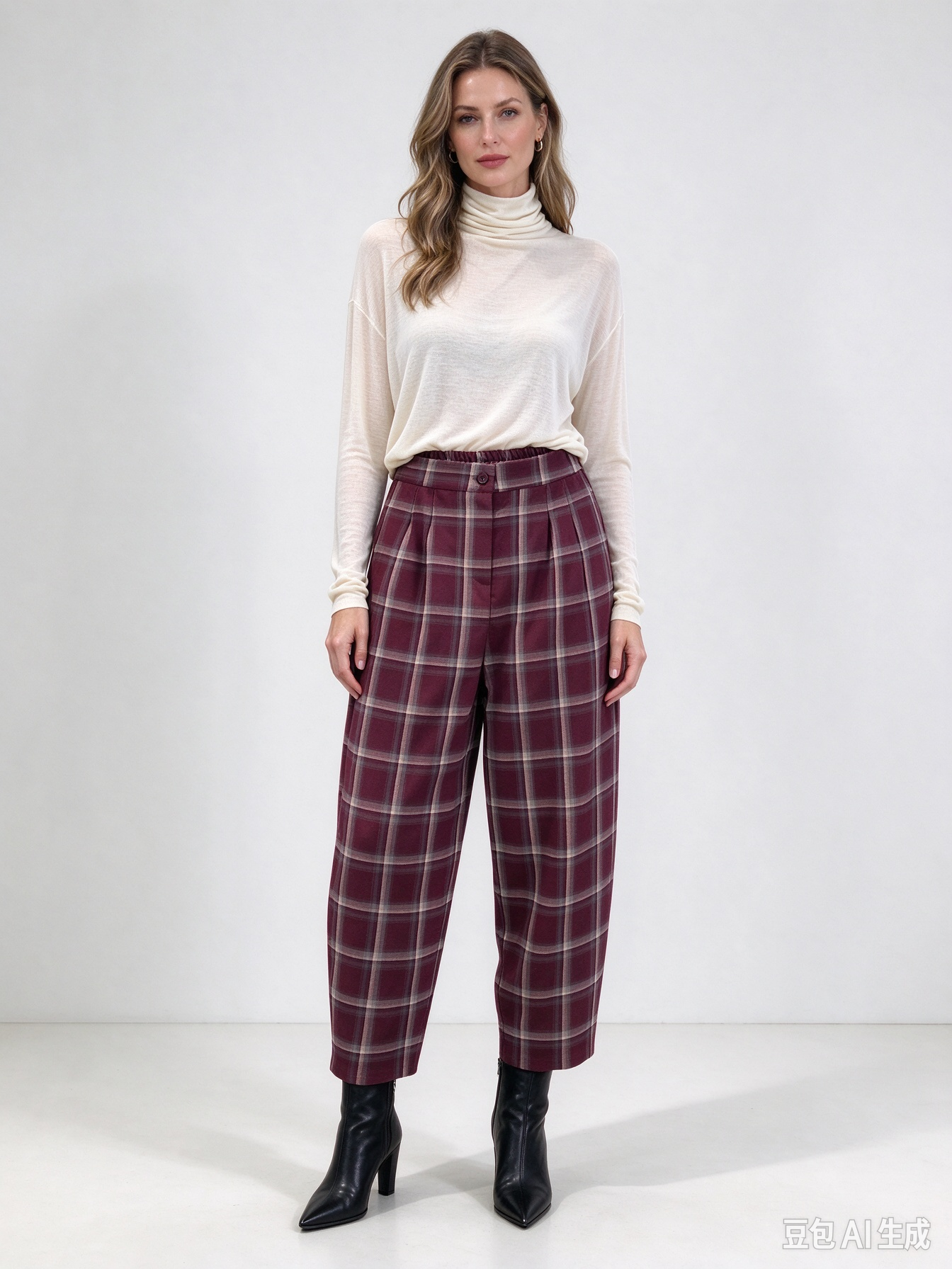 Pantalone a quadri dal taglio morbido