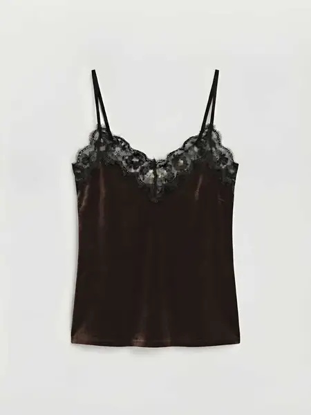 Top velluto scollo V